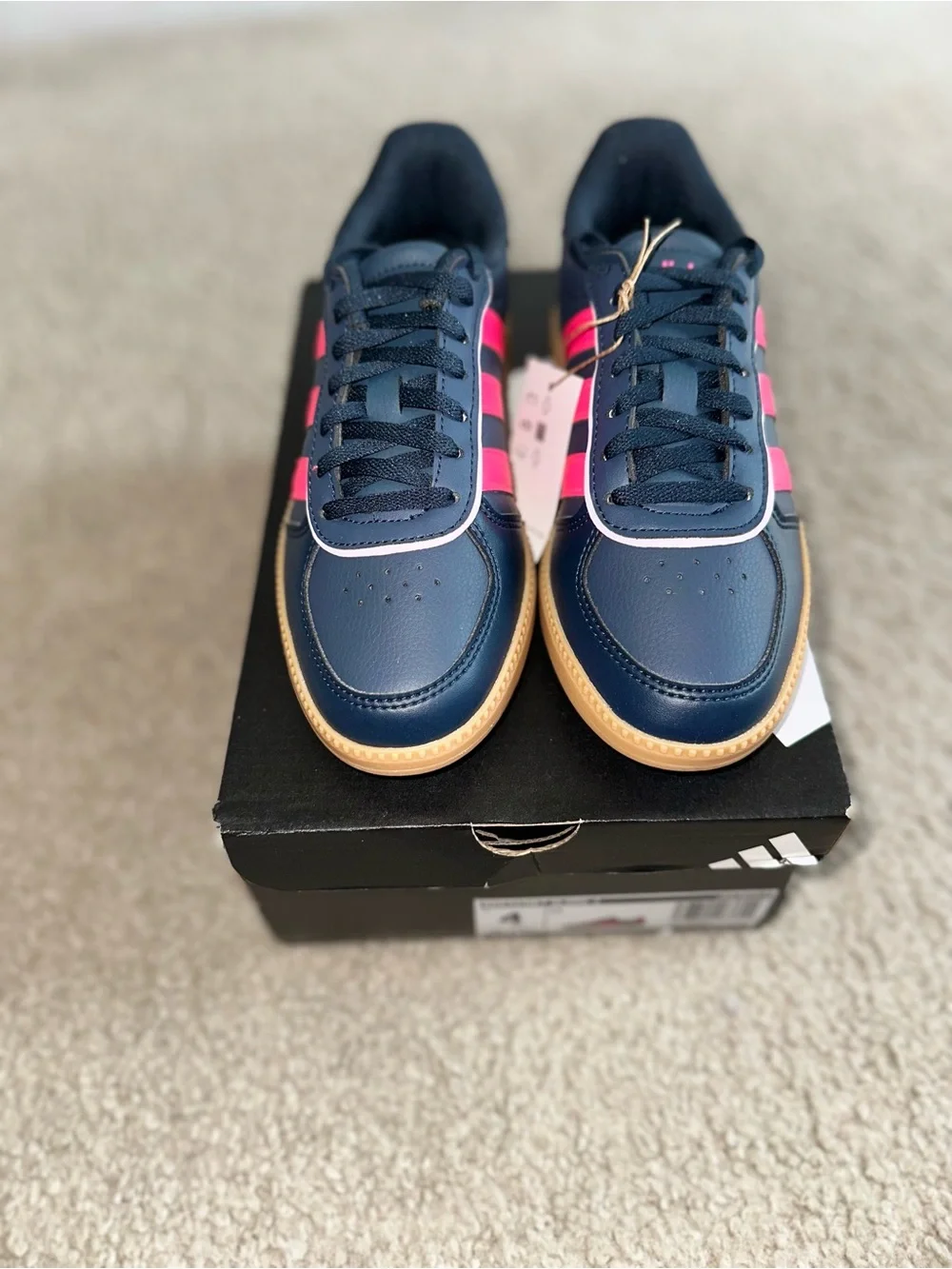 adidas Kids Navy Blue Pink Gum Sole Sneakers